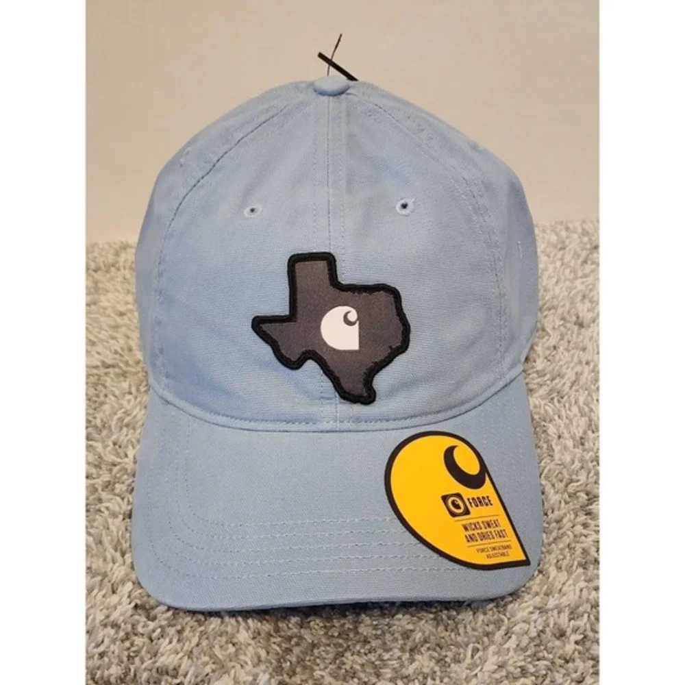 Carhartt‎ Texas Canvas Patch Adjustable Hat Cap Light Blue State Outline TX NWT